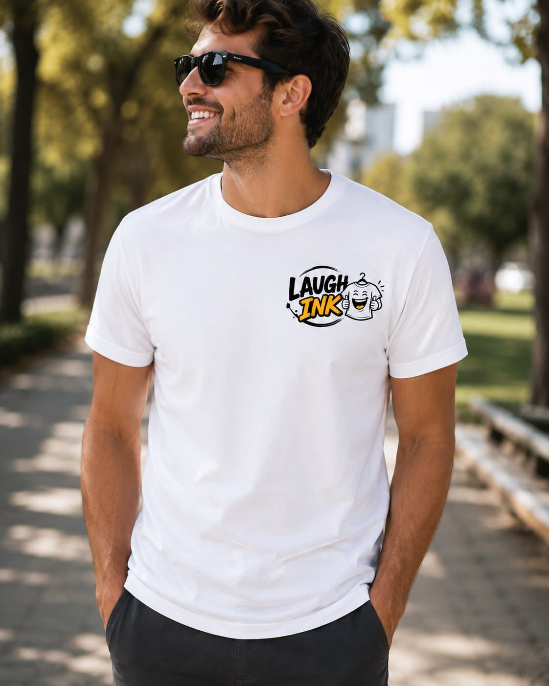 Laugh Ink Pocket Logo T-Shirt by Laugh Ink