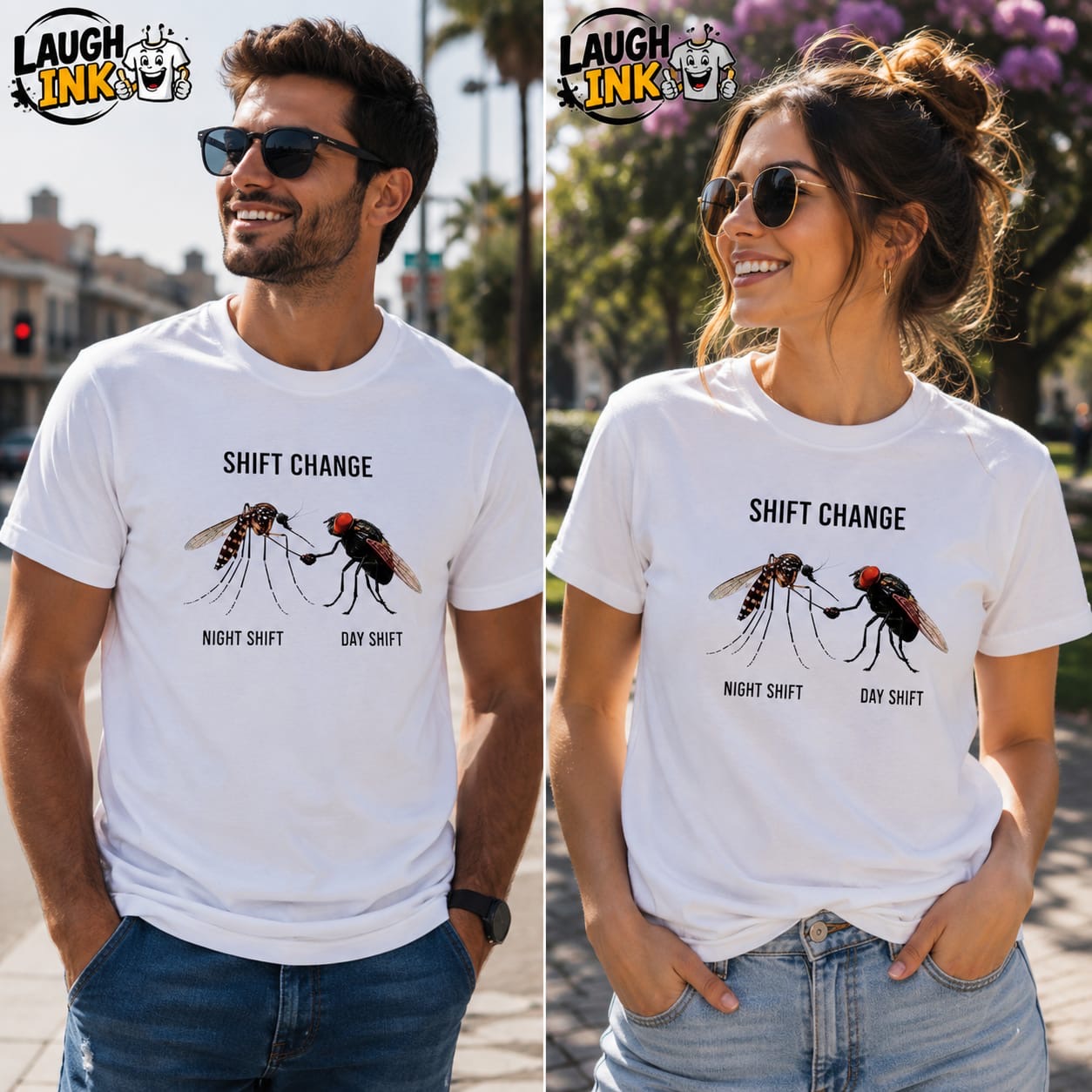 Shift Change Night Shift Day Shift T-Shirt by Laugh Ink