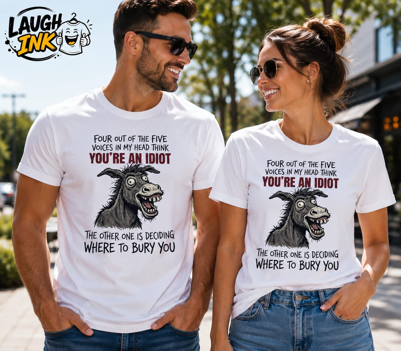 Four Out of the Five Voices in My Head Think You're an Idiot T-Shirt by Laugh Ink