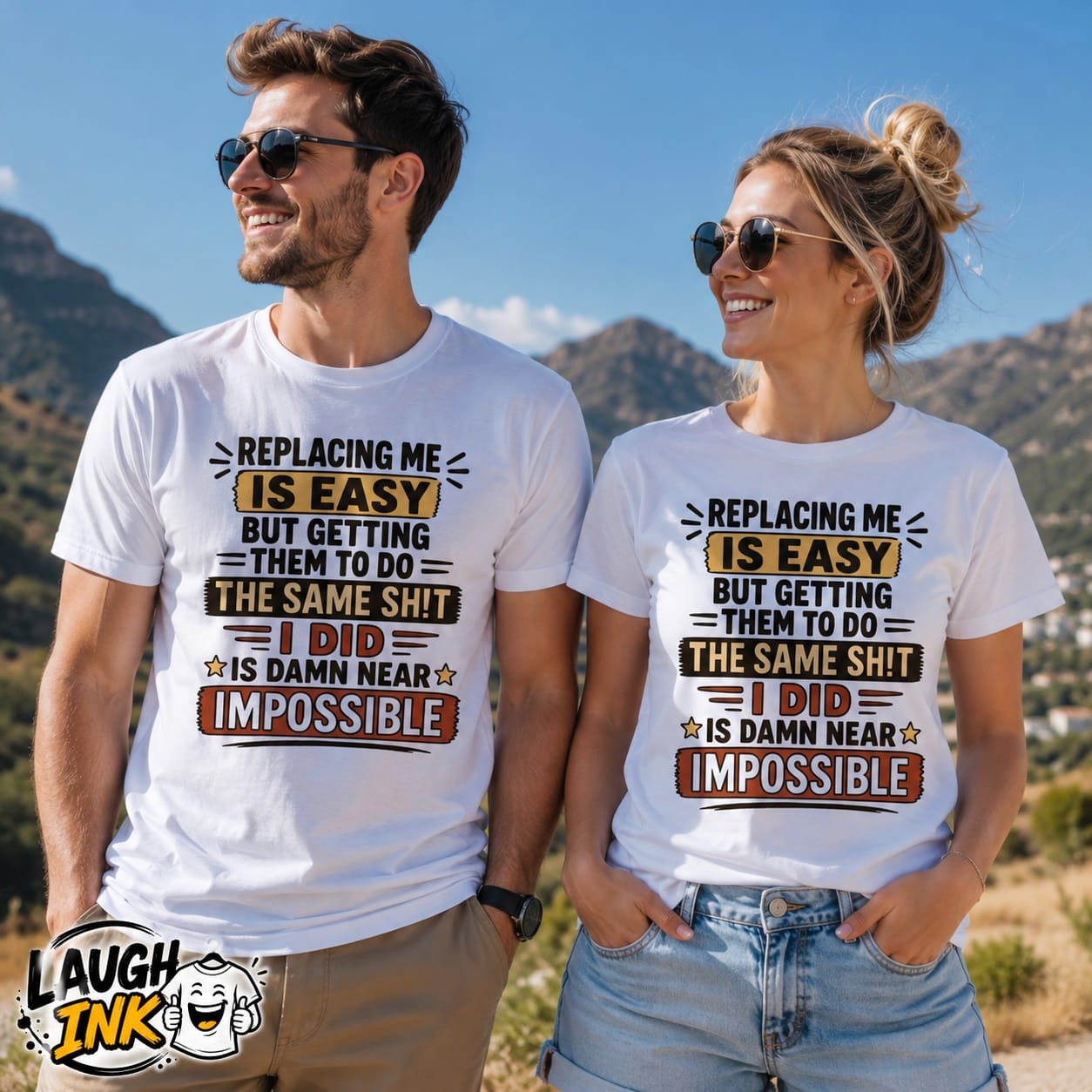 Replacing Me Is Easy but Getting Them to Do the Same Shit I Did Is Damn Near Impossible T-Shirt by Laugh Ink