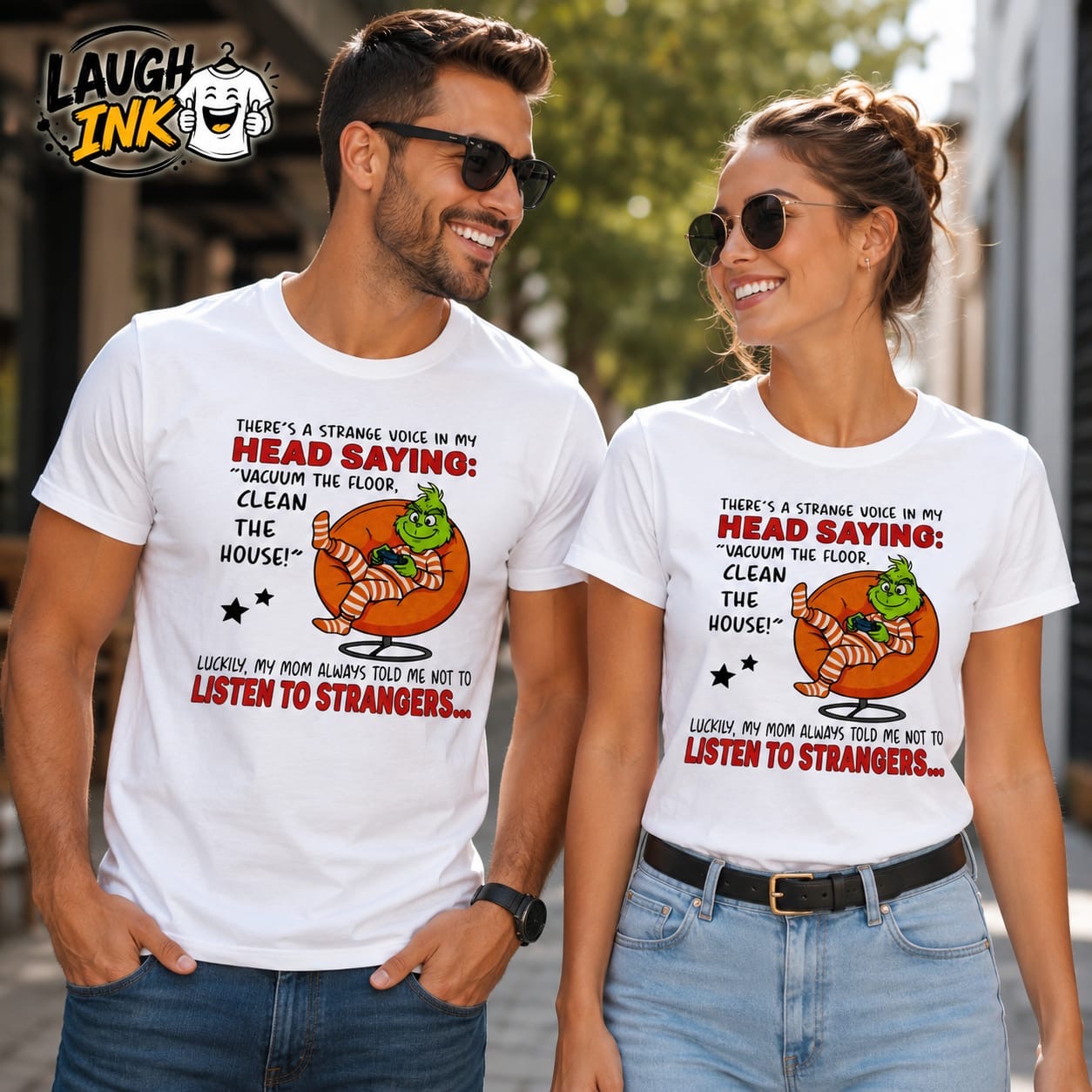 There's a Strange Voice in My Head Saying Vacuum the Floor Clean the House T-Shirt by Laugh Ink
