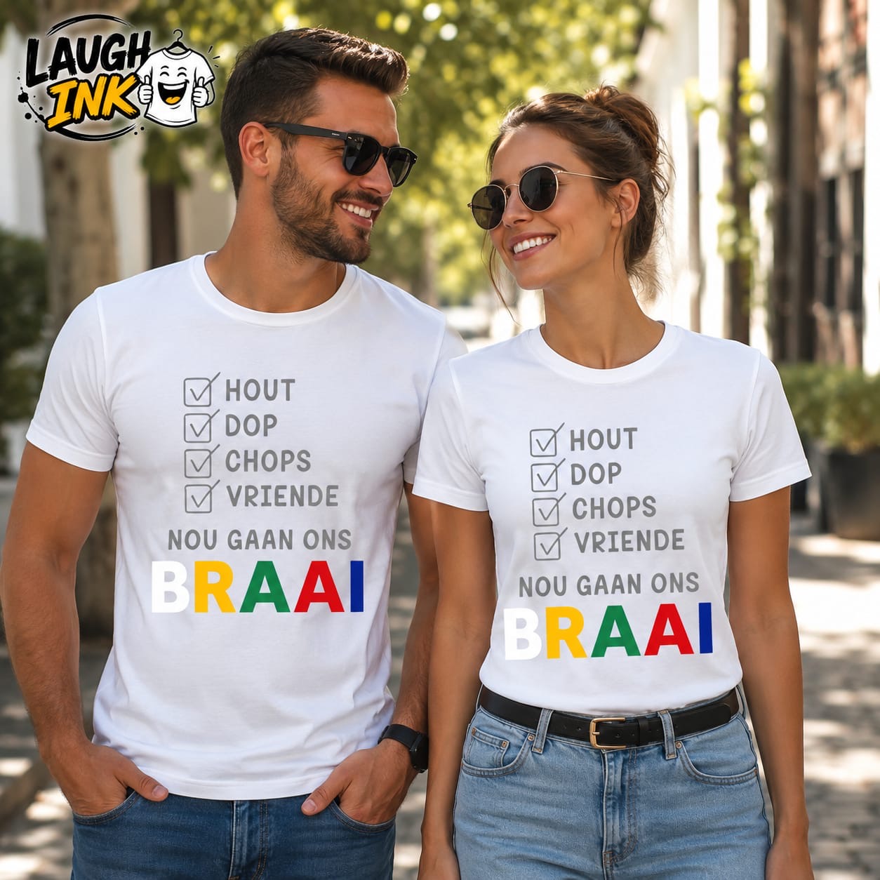Hout Dop Chops Vriende Nou Gaan Ons Braai T-Shirt