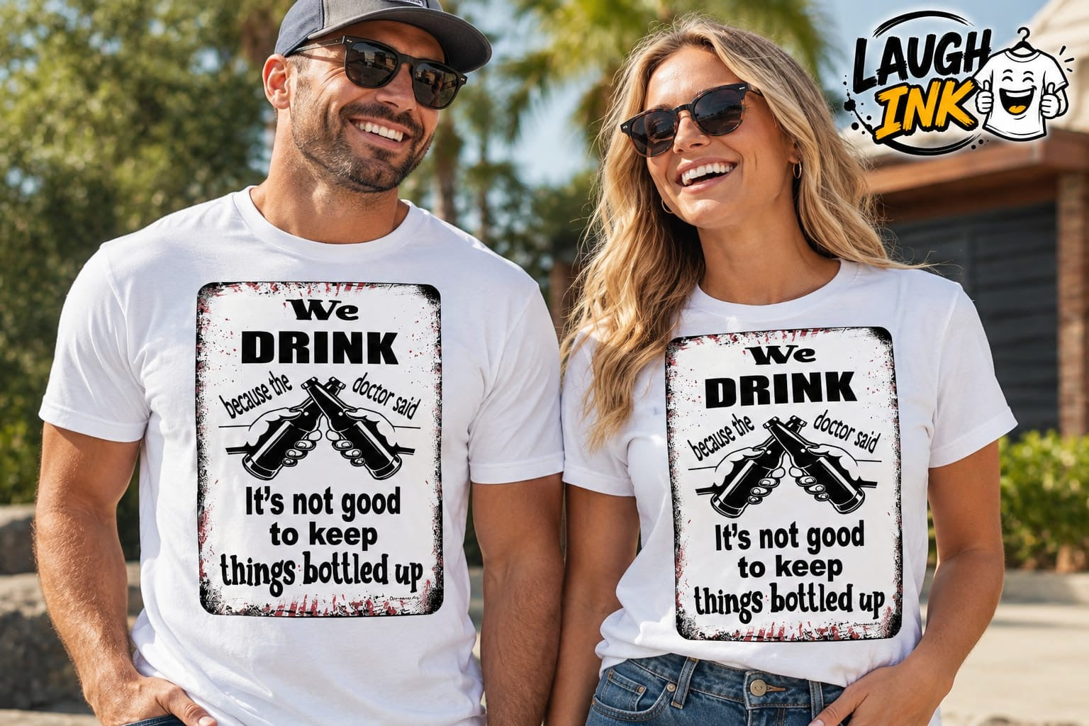 We Drink Because the Doctor Said It's Not Good to Keep Things Bottled Up T-Shirt